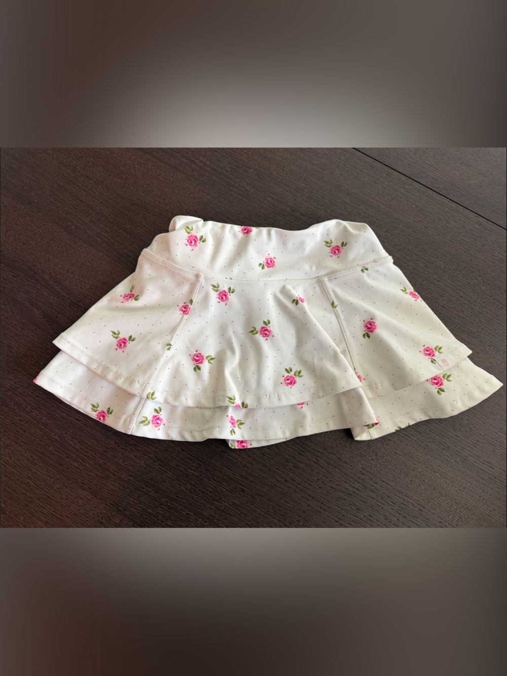 SweetHoney White Skirt with Pink Rose Print